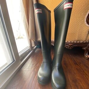 Olive Green Tall Hunter Boots (sz 8)